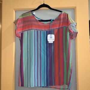 Tori Richard Skynsea Katrinas ombre stripe pastel tunic blouse size 0 Sunset NWT